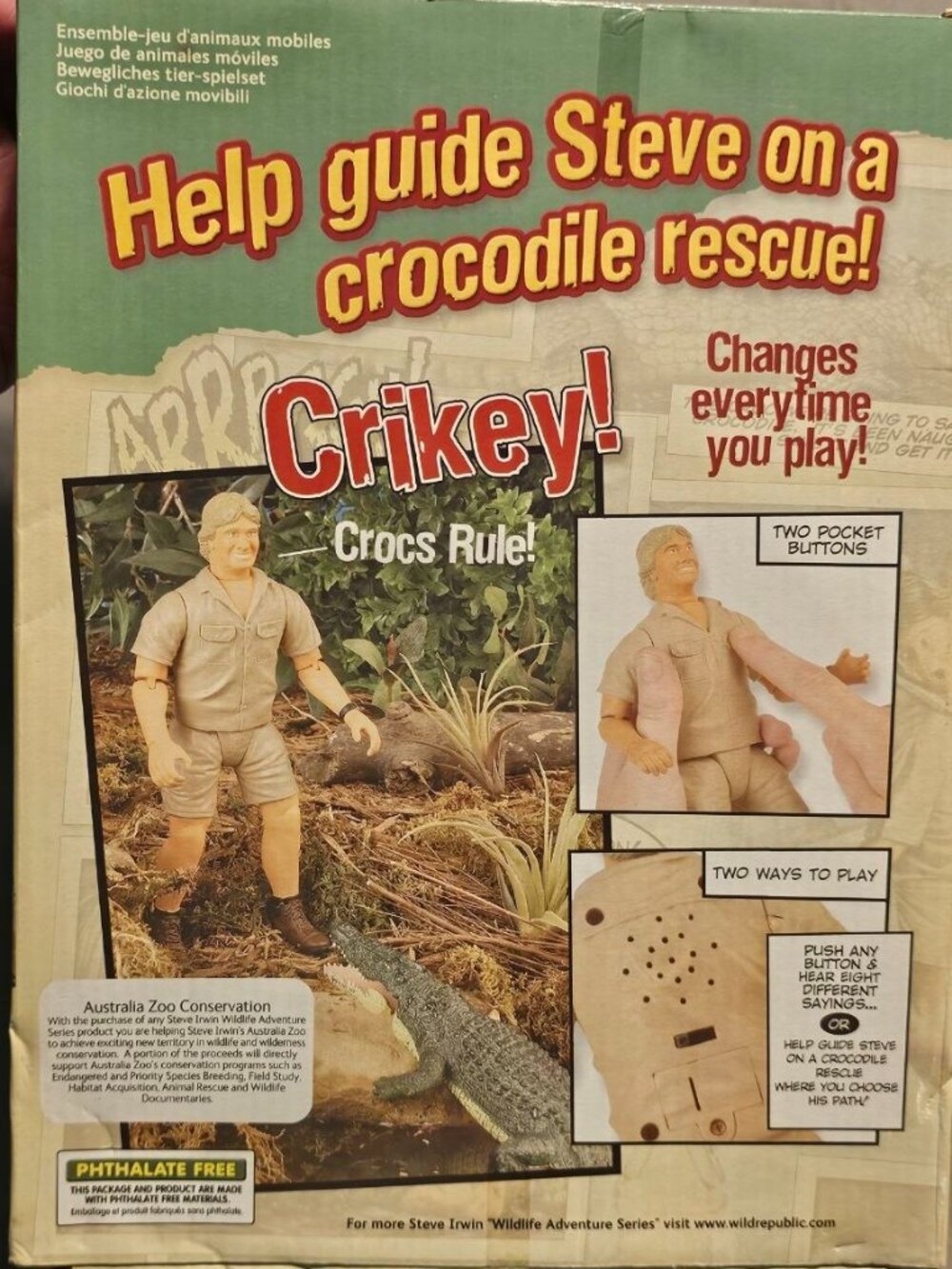 Steve Irwin Talking Action Figure 9" Wildlife Adventure Crocodile Hunter NEW BOX - Picture 7 of 10